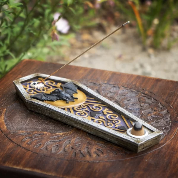 Gothic Vampire Bat Coffin Incense Burner - Image 4