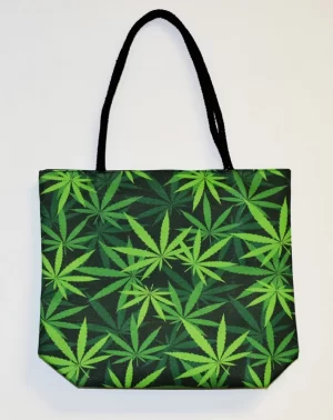 Pot Leaf Jute Tote Bag