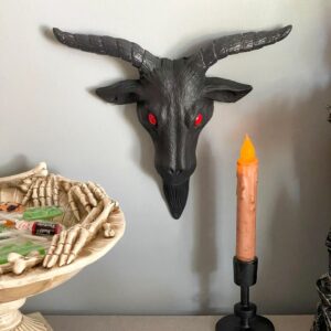 Black Enamel Cast Iron Baphomet Head Wall Hanging Decor