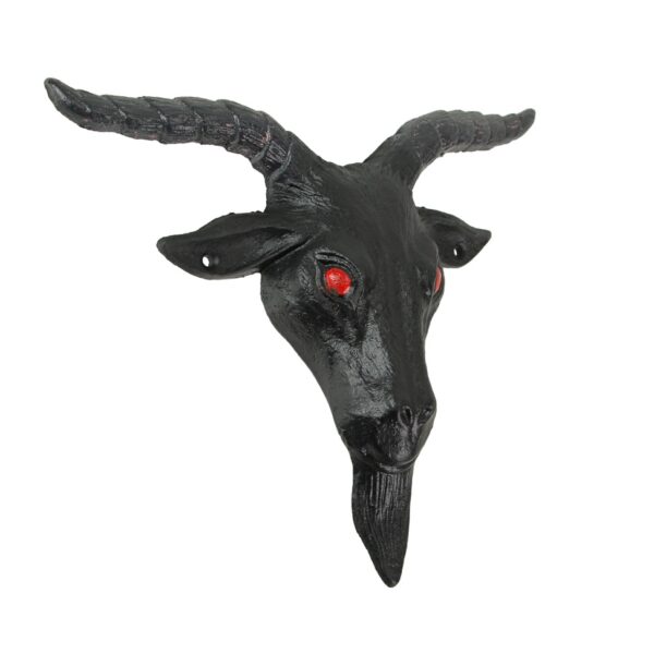 Black Enamel Cast Iron Baphomet Head Wall Hanging Decor - Image 2