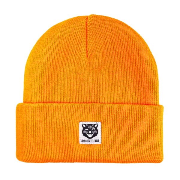 Sourpuss Jinx Cat Knit Hat Hi Vis Orange