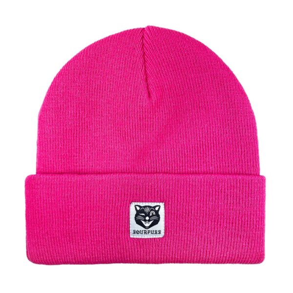 Sourpuss Jinx Cat Knit Hat Hi Vis Pink
