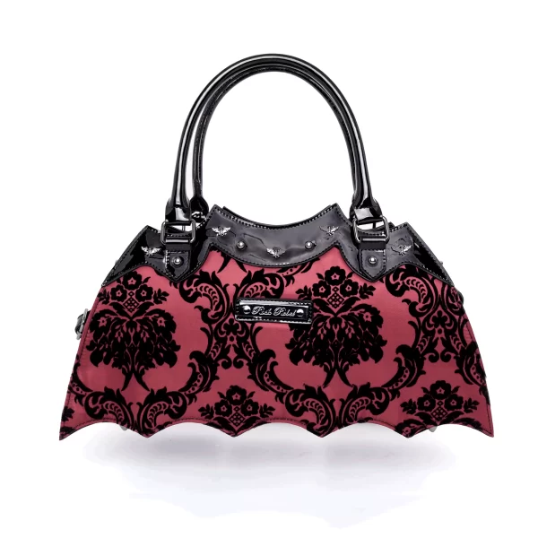 Damask Bat Handbag in Red - Image 2