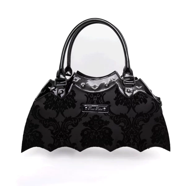 Damask Bat Handbag In Black - Image 2