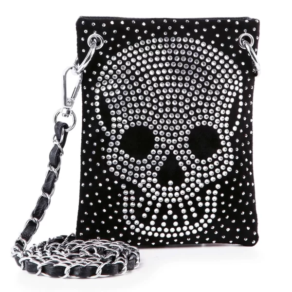 Skull Rhinestone Petite Crossbody Sling Purse