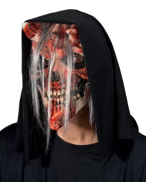 Whispers Adult Latex Devil Skull Face Mask with Hood