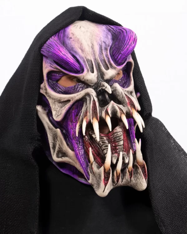 Purple Predator Adult Latex Mask with Hood - Image 2