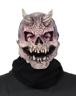 Devil Skull Adult Latex Face Mask with Moving Mouth