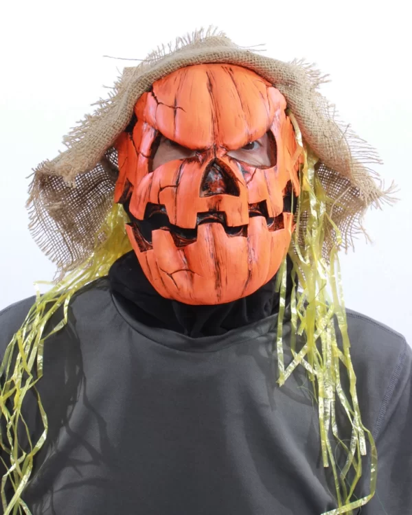 Orange Glow Pumpkin Adult Latex Mask UV Black Light Reactive