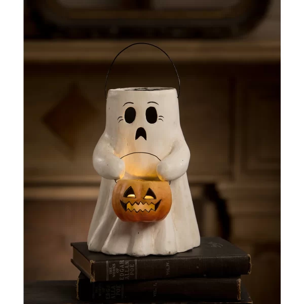 Scaredy Boo With Pumpkin Bucket Paper Mache