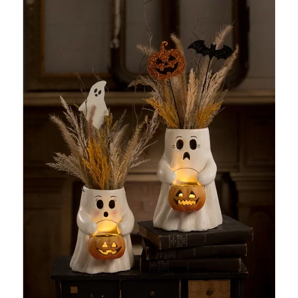 Scaredy Boo With Pumpkin Bucket Paper Mache - Image 3