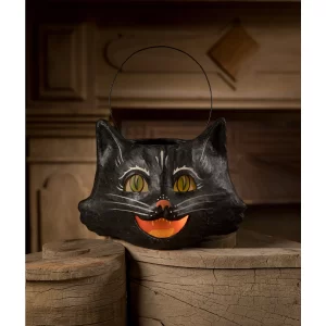 Amusing Black Cat Bucket Paper Mache