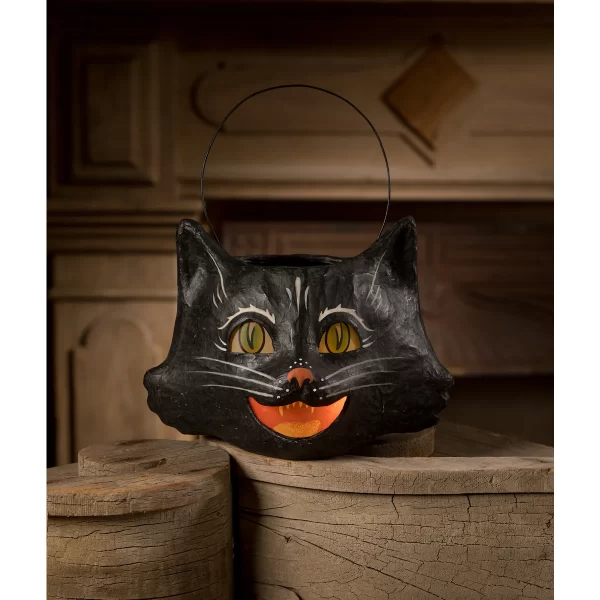Amusing Black Cat Bucket Paper Mache