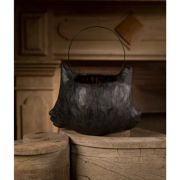 Amusing Black Cat Bucket Paper Mache - Image 2