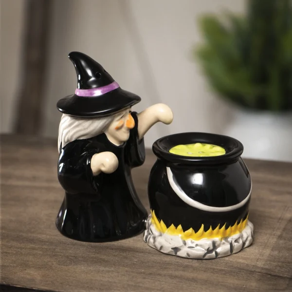 Witch and Cauldron Salt & Pepper Halloween Shaker Set