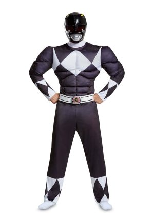 Power Rangers Black Ranger Classic Muscle Adult Costume