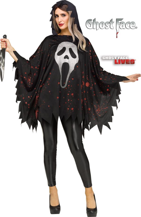Glittering Ghost Face Poncho - Adult Size