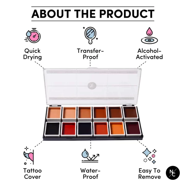 12 Color Dark Flesh Tone Alcohol Activated Palette - Image 2