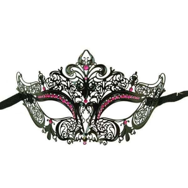 Laser Cut Metal Venetian Mask with Stones