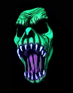 UV Multi Glow Fang Face Adult Latex Mask