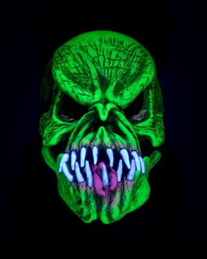 UV Green Glow Phissed Off Monster Latex Face Mask with Moving Mouth