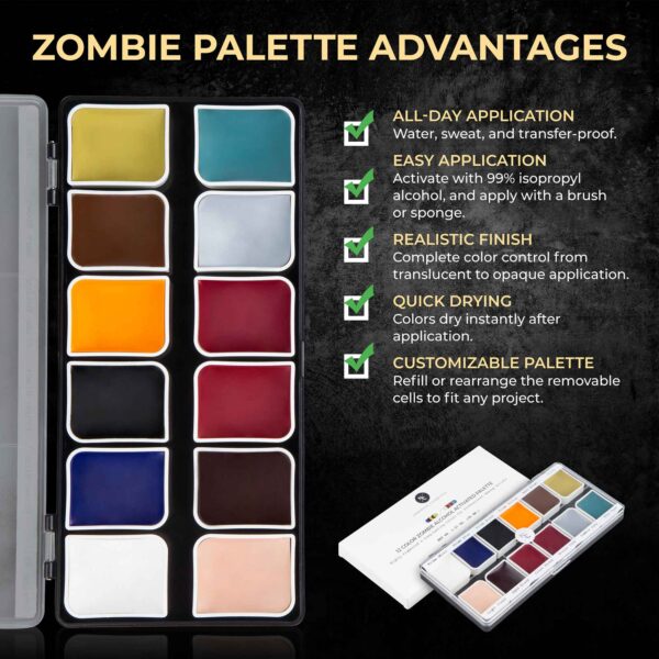 12-Color Zombie Alcohol-Activated Professional SFX Makeup Palette - Image 5