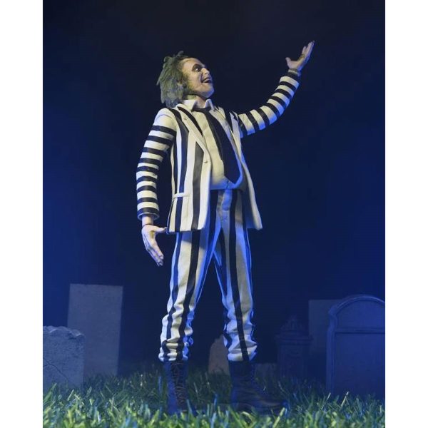 Beetlejuice (1988) Black and White Striped Suit 7-Inch Scale Action Figure - Image 5