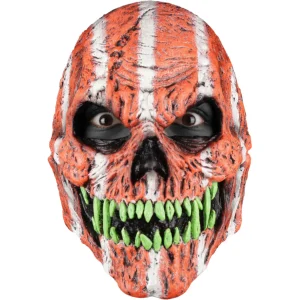 Skull Fangs Orange Monster U.V. Glow Mask