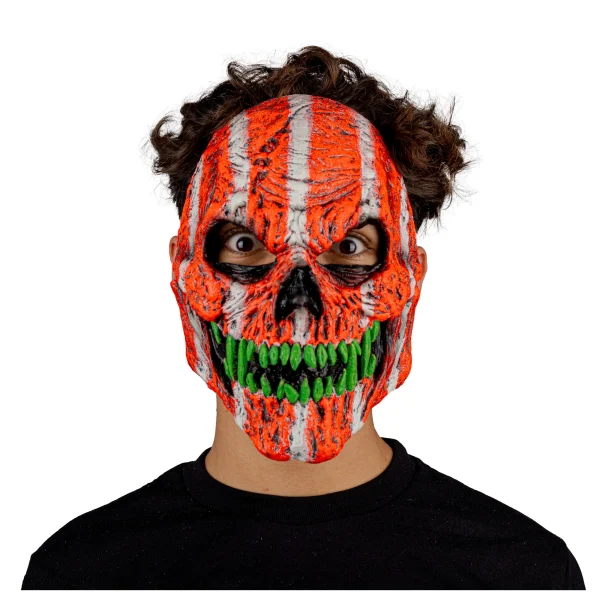 Skull Fangs Orange Monster U.V. Glow Mask - Image 3