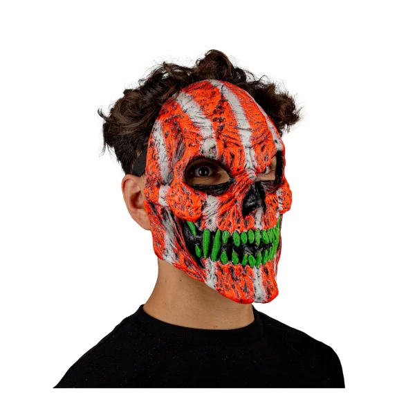 Skull Fangs Orange Monster U.V. Glow Mask - Image 5