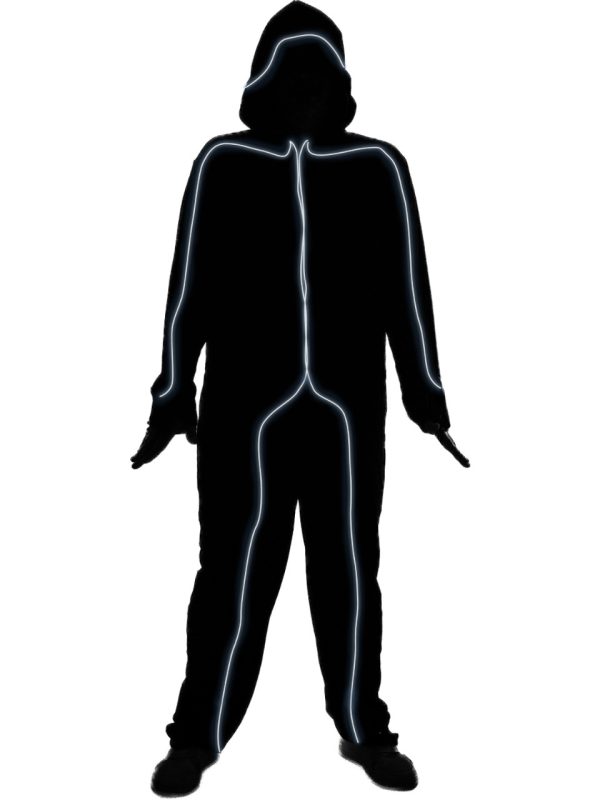 Stickman White Light Up E.L. Party Wire Adult Costume