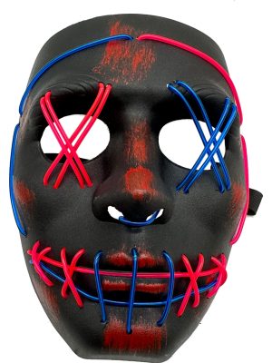 Heavy Cross Hatch Mask 2-Color Blue and Pink Party Wire EL Light Up Accessory