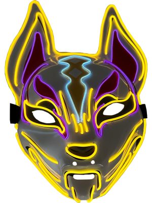 Psychic Cat Mask 3-Color Aqua, Purple & Yellow Party Wire EL Light Up Accessory