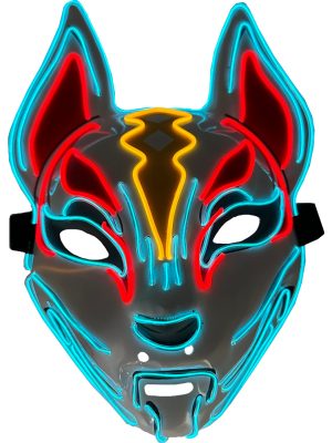 Psychic Cat Mask 3-Color Aqua, Red and Yellow Party Wire EL Light Up Accessory