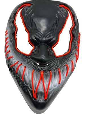 Symbiote Monster Mask With Red Party Wire EL Light Up Costume Accessory