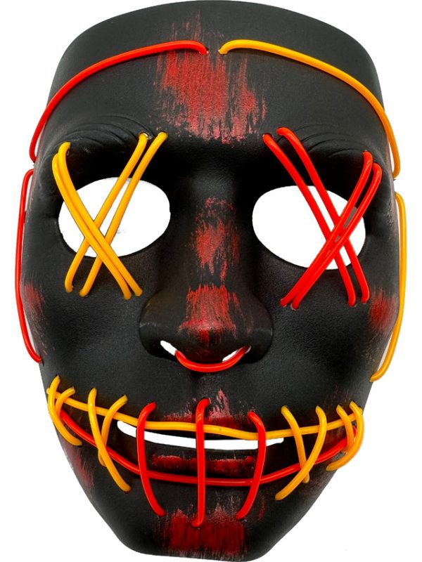 Heavy Cross Hatch Mask 2-Color Yellow and Red Party Wire EL Light Up Accessory