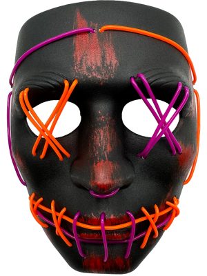 Heavy Cross Hatch Mask 2-Color Purple and Orange Party Wire EL Light Up Accessory