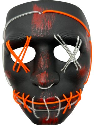 Heavy Cross Hatch Mask 2-Color Aqua and Orange Party Wire EL Light Up Accessory