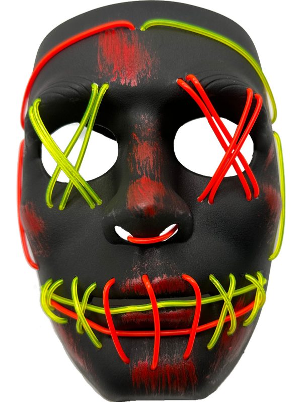 Heavy Cross Hatch Mask 2-Color Lime and Red Party Wire EL Light Up Accessory