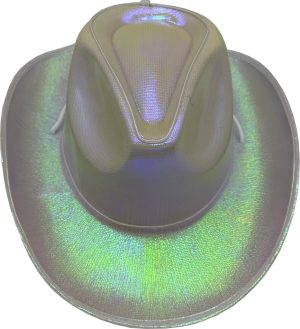 Cowboy Hat With Party Wire EL Light Up Trim - White