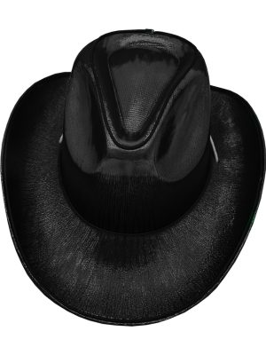 Cowboy Hat With Party Wire EL Light Up Trim - Black