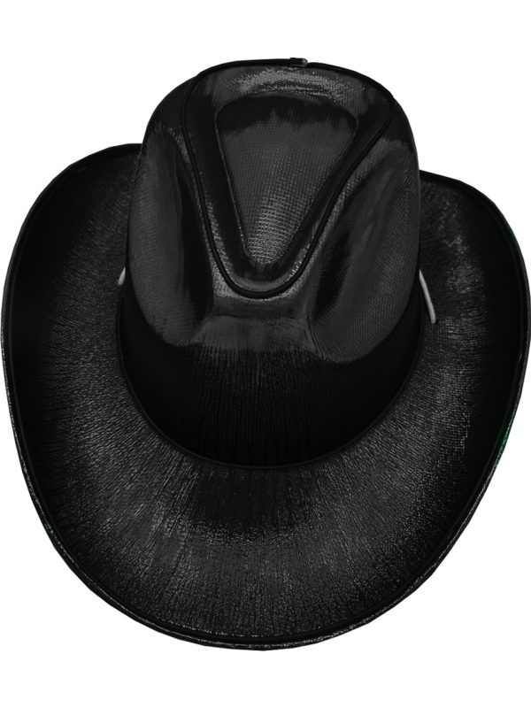 Cowboy Hat With Party Wire EL Light Up Trim - Black