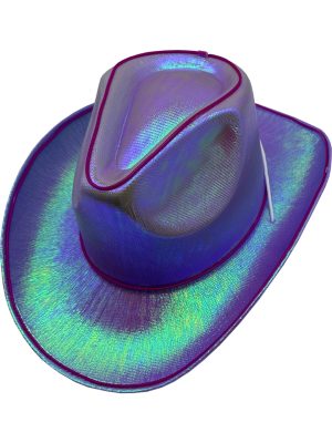 Cowboy Hat With Party Wire EL Light Up Trim – Purple