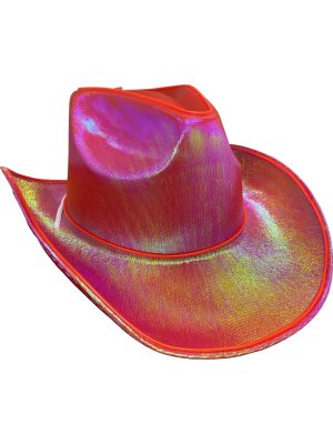 Cowboy Hat With Party Wire EL Light Up Trim - Red