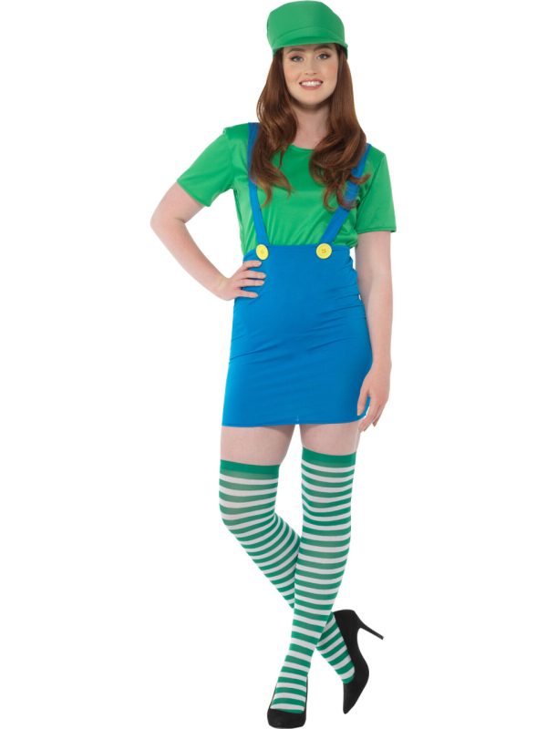 Green Plumber Gamer Girl Women's Costume