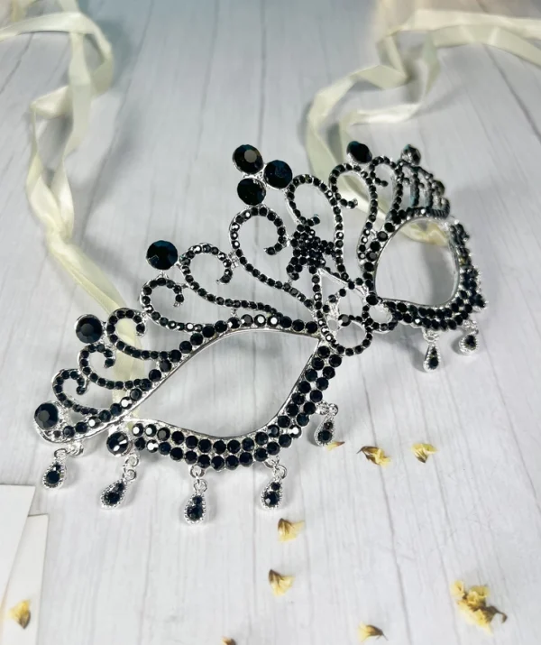 Black Diamond Rhinestone Masquerade Mask - Image 3
