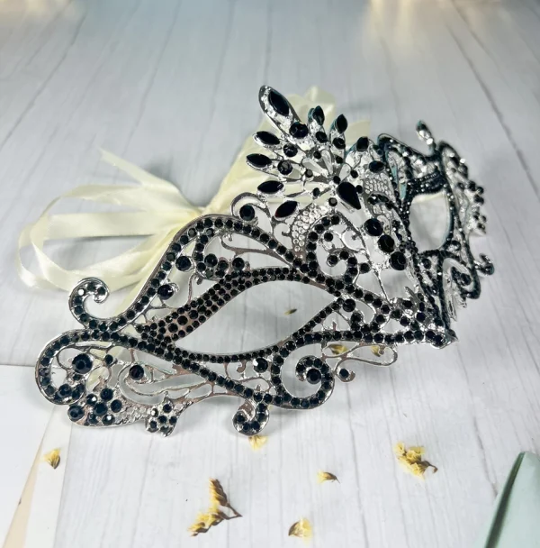 Black Luxury Rhinestone Masquerade Mask - Image 2