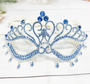 Blue Diamond Rhinestone Masquerade Mask