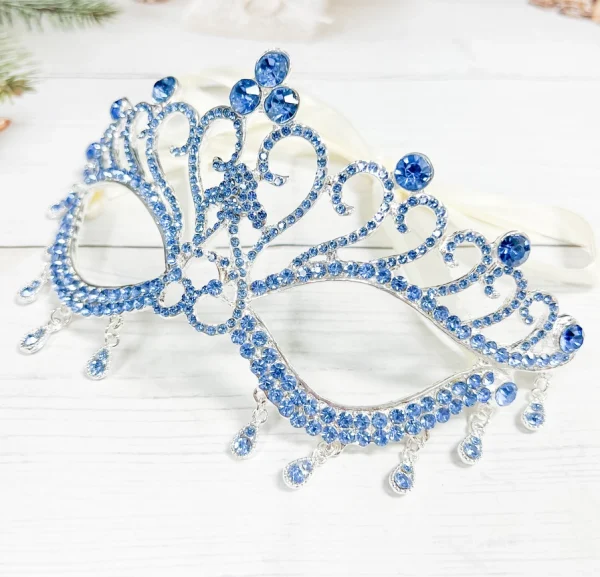 Blue Diamond Rhinestone Masquerade Mask - Image 3
