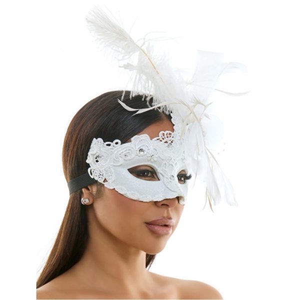 White Masquerade Fairy Lace Mask - Image 2